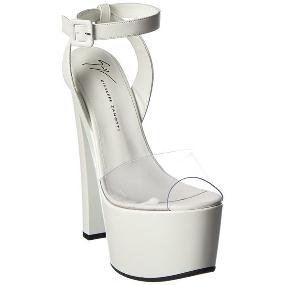 Giuseppe Zanotti Saintro 105 Leather & Vinyl Platform Sandal, White
